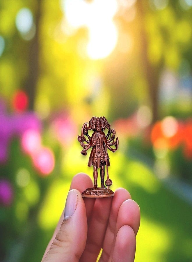 RAISOM Pure Handmade Copper Mini Panchmukhi Hanuman Ji Idol | Platina Antique Finish | Ideal for Home Temple, Car Dashboard, Gifting, Housewarming & Home Decor | Height: 5 cm, Weight: 40 Grams - Image 4